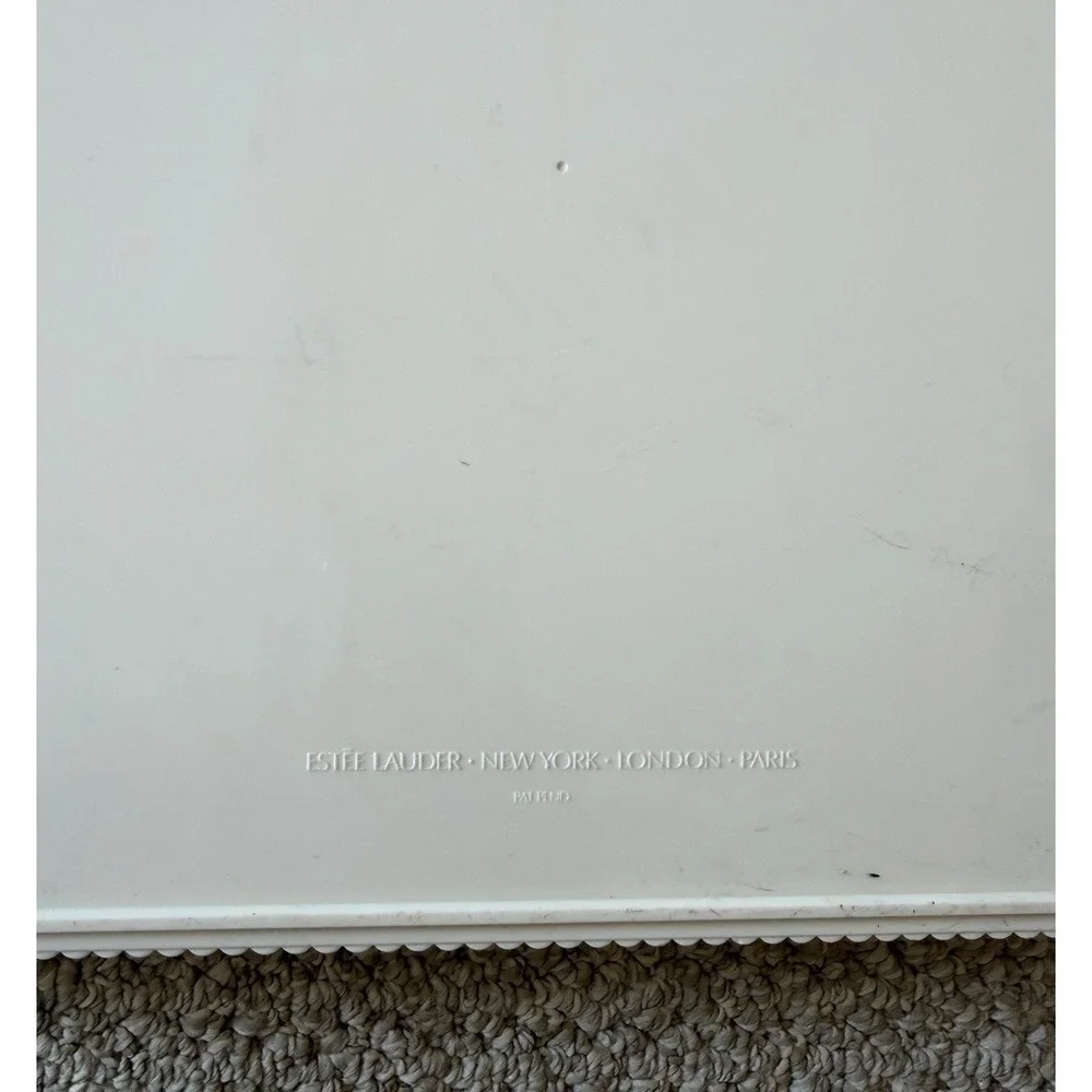 VTG Estee Lauder Cream‎ Vanity Tray Fluted Edge Handles 16x11 Plastic